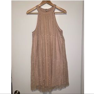 ASTR High Neck Lace Overlay Shift Dress